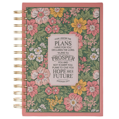 Hope and a Future Pink Vintage Bloom Spiral Journal - Jeremiah 29:11