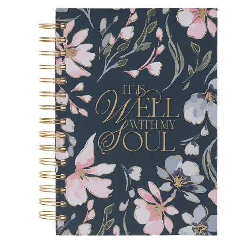 Well With My Soul Navy Floral Spiral Journal