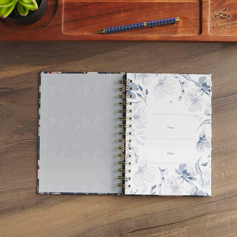 Well With My Soul Navy Floral Spiral Journal