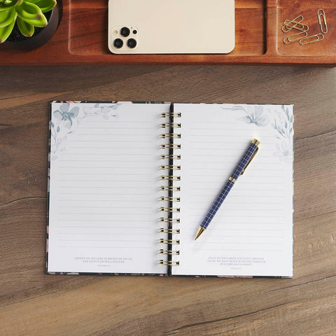 Well With My Soul Navy Floral Spiral Journal