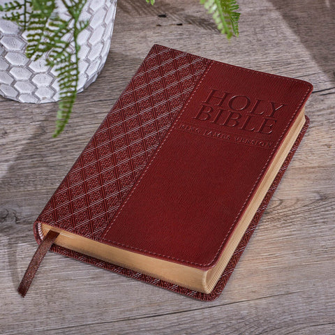 Saddle Tan Faux Leather Compact King James Version Bible