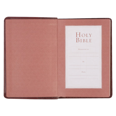Saddle Tan Faux Leather Compact King James Version Bible
