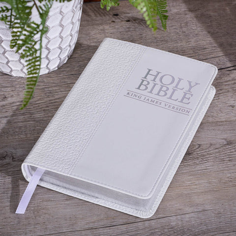 White Faux Leather Compact King James Version Bible