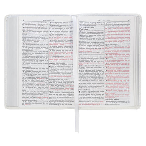 White Faux Leather Compact King James Version Bible