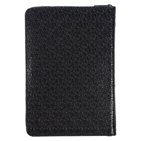 Black Faux Leather Compact King James Version Bible with Zippered Closure