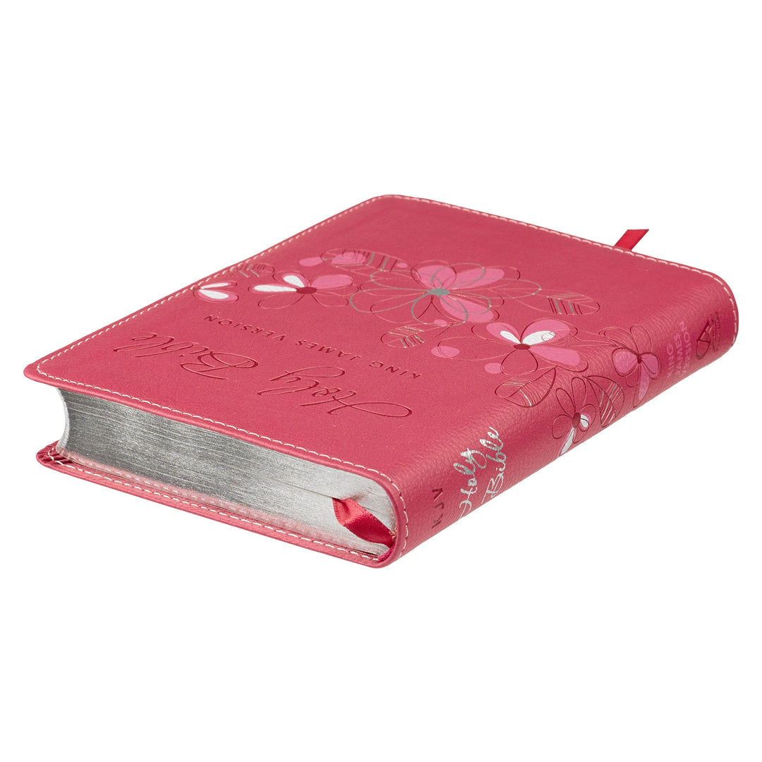 Pink Faux Leather Compact King James Version Bible – Christian Art Gifts