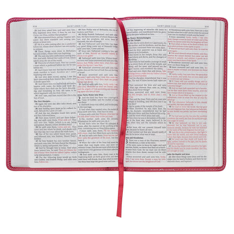 Pink Faux Leather Compact King James Version Bible