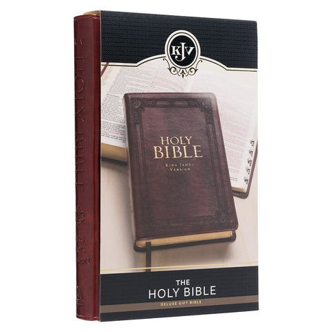 Saddle Tan Faux Leather Deluxe King James Version Gift Bible with Thumb Index