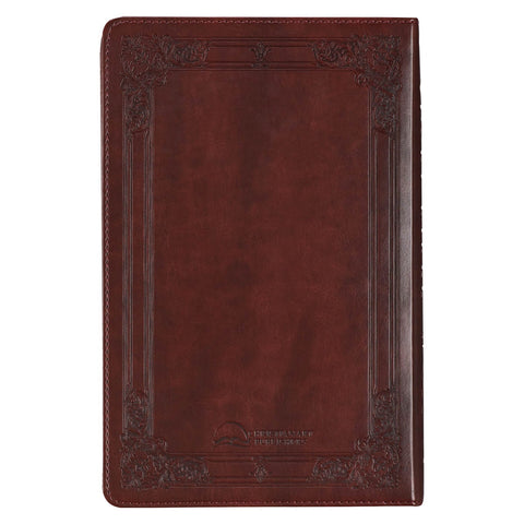 Saddle Tan Faux Leather Deluxe King James Version Gift Bible with Thumb Index