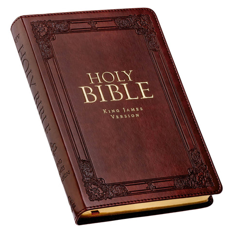 Saddle Tan Faux Leather Deluxe King James Version Gift Bible with Thumb Index
