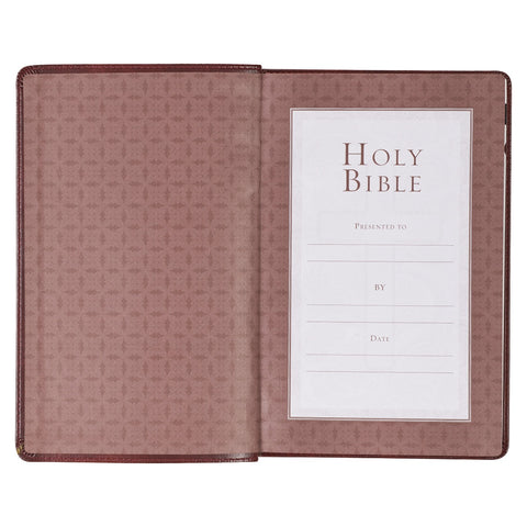 Saddle Tan Faux Leather Deluxe King James Version Gift Bible with Thumb Index