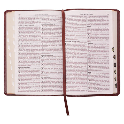 Saddle Tan Faux Leather Deluxe King James Version Gift Bible with Thumb Index