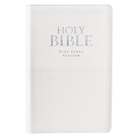 White Faux Leather King James Version Deluxe Gift Bible with Thumb Index