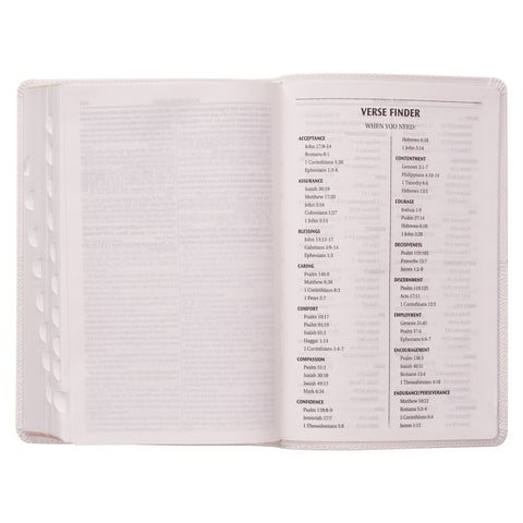 White Faux Leather King James Version Deluxe Gift Bible with Thumb Index