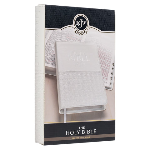 White Faux Leather King James Version Deluxe Gift Bible with Thumb Index