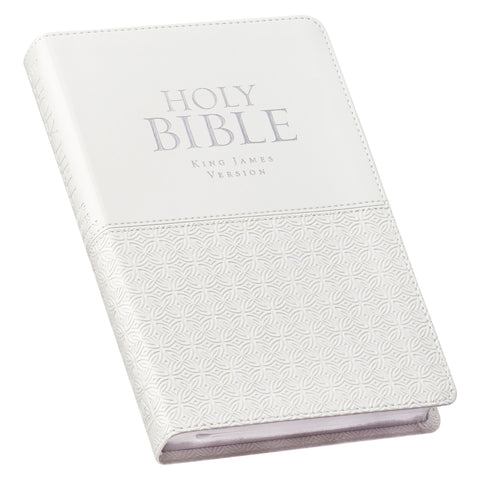 White Faux Leather King James Version Deluxe Gift Bible with Thumb Index