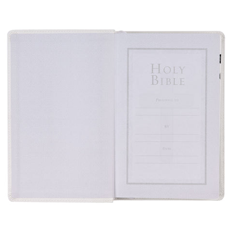 White Faux Leather King James Version Deluxe Gift Bible with Thumb Index