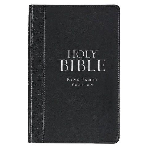 Black Faux Leather King James Version Deluxe Gift Bible with Thumb Index