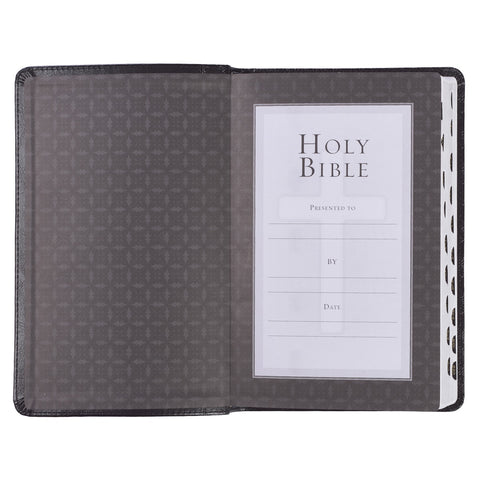 Black Faux Leather King James Version Deluxe Gift Bible with Thumb Index