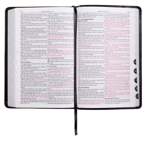 Black Faux Leather King James Version Deluxe Gift Bible with Thumb Index