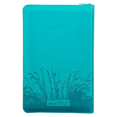 Turquoise Faux Leather King James Version Deluxe Gift Bible with Thumb Index and Zippered Closure