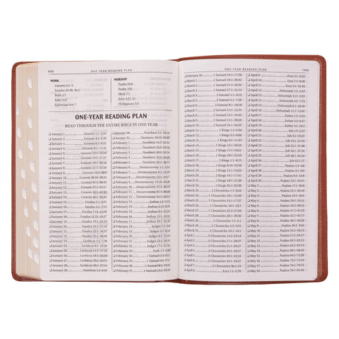 Saddle Tan Faux Leather Large Print Thinline King James Version Bible with Thumb Index