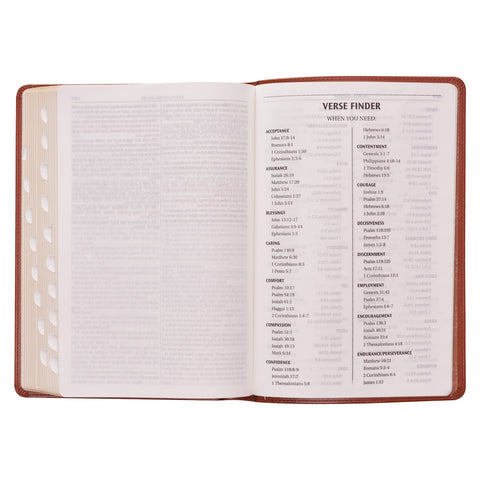 Saddle Tan Faux Leather Large Print Thinline King James Version Bible with Thumb Index