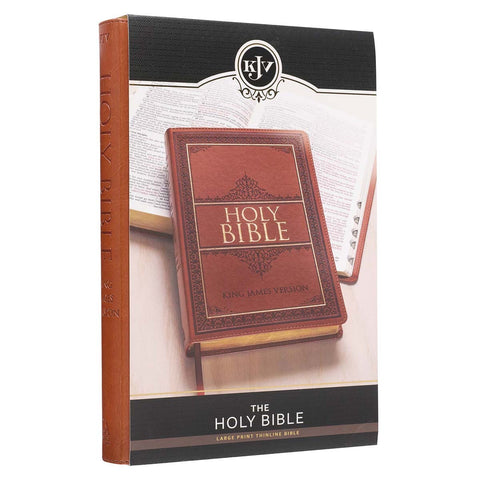 Saddle Tan Faux Leather Large Print Thinline King James Version Bible with Thumb Index