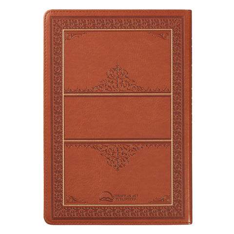 Saddle Tan Faux Leather Large Print Thinline King James Version Bible with Thumb Index