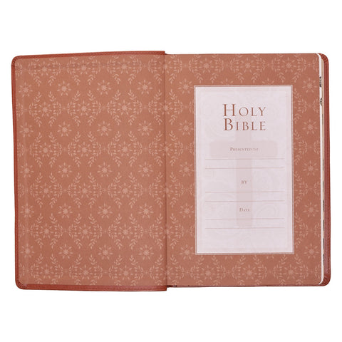 Saddle Tan Faux Leather Large Print Thinline King James Version Bible with Thumb Index