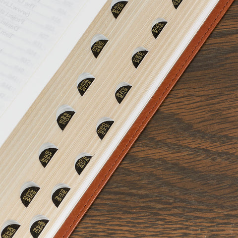 Saddle Tan Faux Leather Large Print Thinline King James Version Bible with Thumb Index