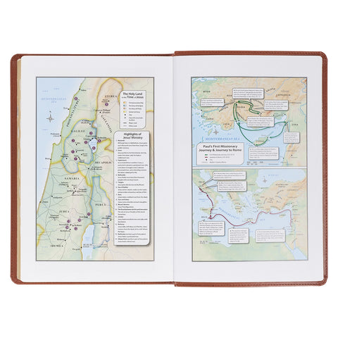 Saddle Tan Faux Leather Large Print Thinline King James Version Bible with Thumb Index