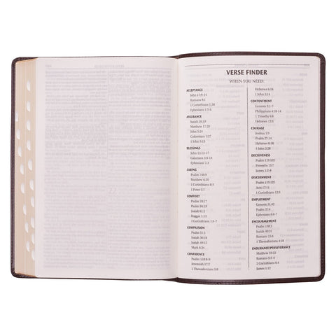 Dark Brown Faux Leather Large Print Thinline King James Version Bible with Thumb Index