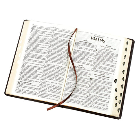 Dark Brown Faux Leather Large Print Thinline King James Version Bible with Thumb Index