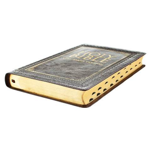 Dark Brown Faux Leather Large Print Thinline King James Version Bible with Thumb Index