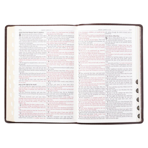 Dark Brown Faux Leather Large Print Thinline King James Version Bible with Thumb Index