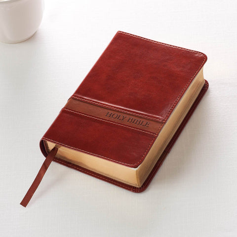 Two-tone Brown Faux Leather Large Print Compact King James Version Bible