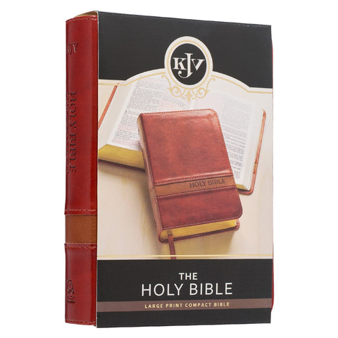 Two-tone Brown Faux Leather Large Print Compact King James Version Bible
