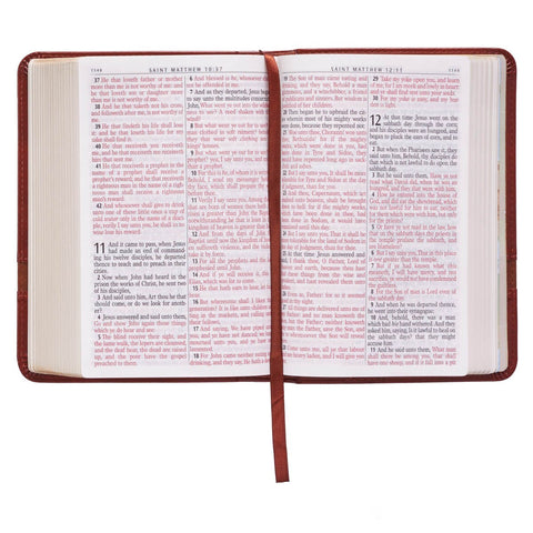 Two-tone Brown Faux Leather Large Print Compact King James Version Bible