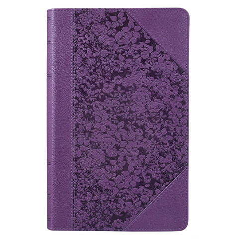 Two-tone Purple Floral Faux Leather Giant Print Standard-size King James Version Bible