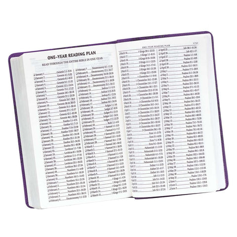 Two-tone Purple Floral Faux Leather Giant Print Standard-size King James Version Bible