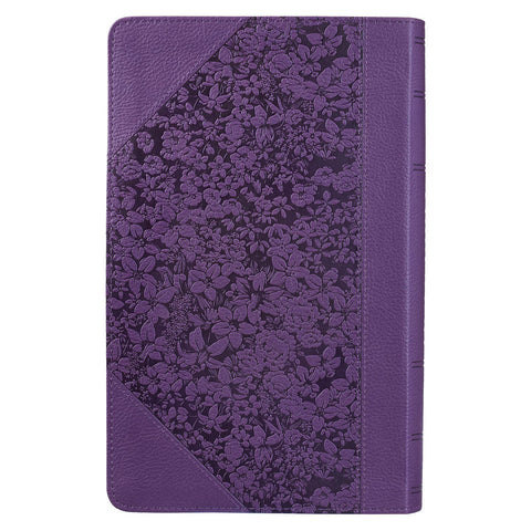 Two-tone Purple Floral Faux Leather Giant Print Standard-size King James Version Bible