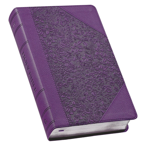 Two-tone Purple Floral Faux Leather Giant Print Standard-size King James Version Bible