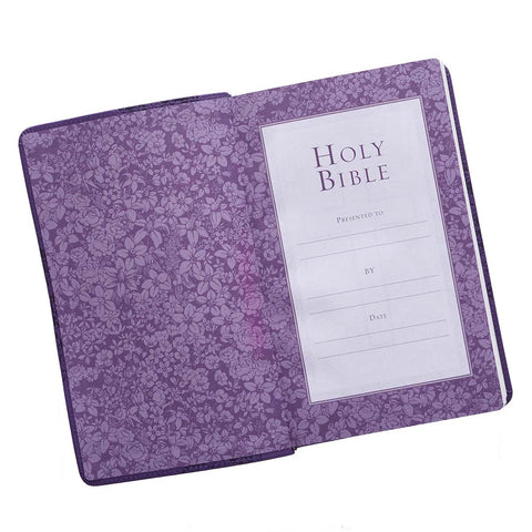 Two-tone Purple Floral Faux Leather Giant Print Standard-size King James Version Bible