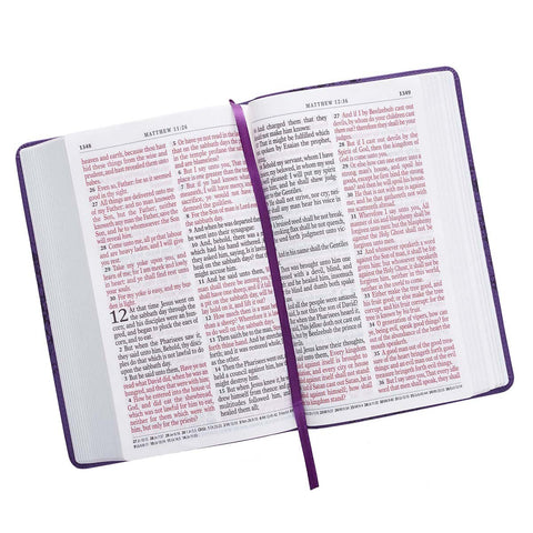 Two-tone Purple Floral Faux Leather Giant Print Standard-size King James Version Bible