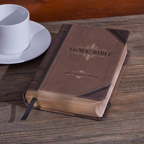 Brown and Tan Faux Leather Standard-size Giant Print King James Version Bible