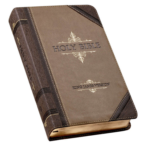 Brown and Tan Faux Leather Standard-size Giant Print King James Version Bible
