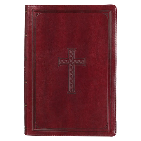 Burgundy Faux Leather Super Giant Print King James Version Bible with Thumb Index