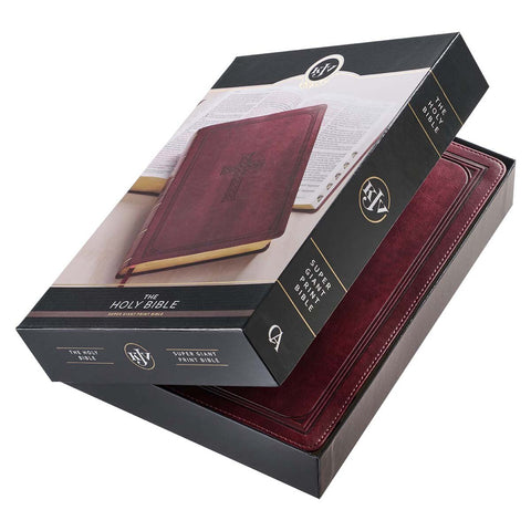 Burgundy Faux Leather Super Giant Print King James Version Bible with Thumb Index