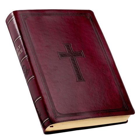 Burgundy Faux Leather Super Giant Print King James Version Bible with Thumb Index